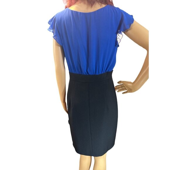 (5 for $25) Maurices Cobalt/Black Colorblock Ruffled Sheath Dress - 7/8 - Picture 3 of 5
